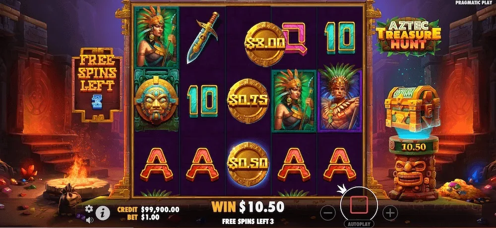 gameplay di aztec treasure hunt